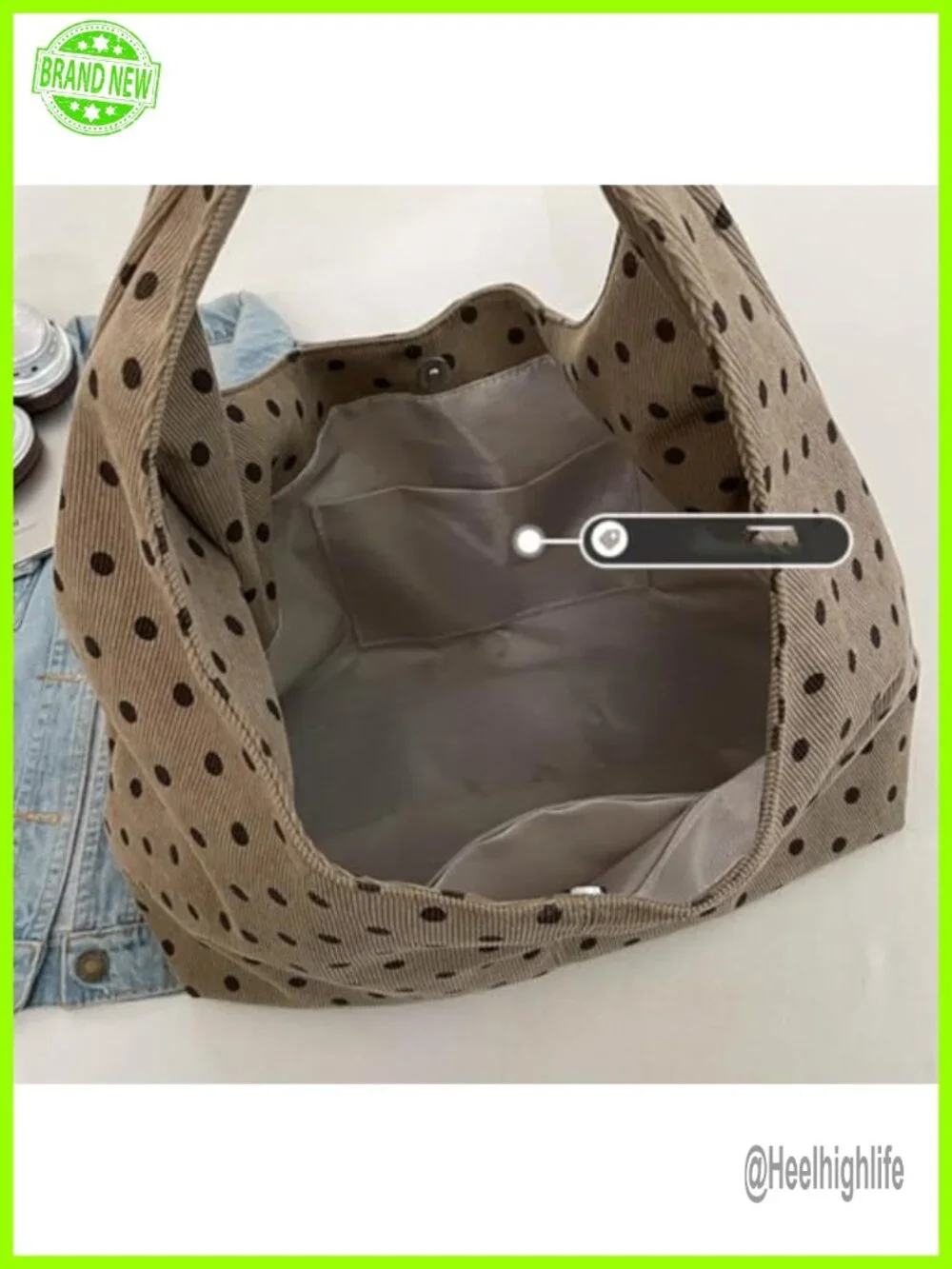 Slouchy Canvas Polka Dot Hobo Bag Women Crossbody Shoulder Tote Work Travel